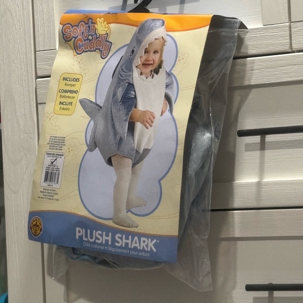 Blue and White Plush Shark Costume